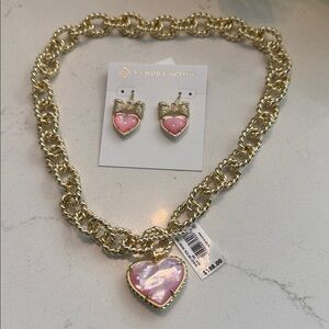Kendra Scott Haisley Heart Pink Heart Pendant Necklace/Earrings